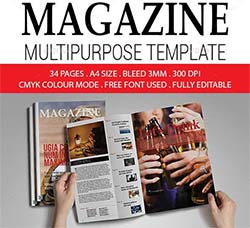 indesign模板－商业杂志(34页/通用型)：Magazine Multipurpose Template